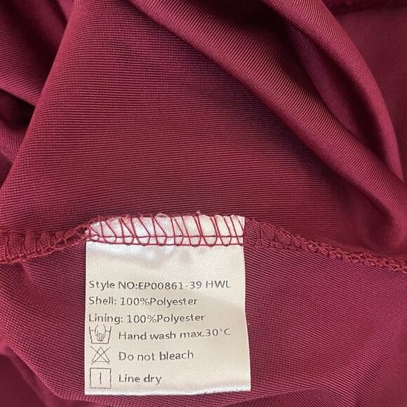 Ever Pretty V Neck Velvet Maxi Dress Flutter Sleeves Burgundy Bridesmaid Size M - Picture 14 of 14